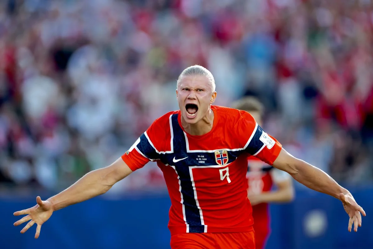 Erling Haaland of Norway celebrates